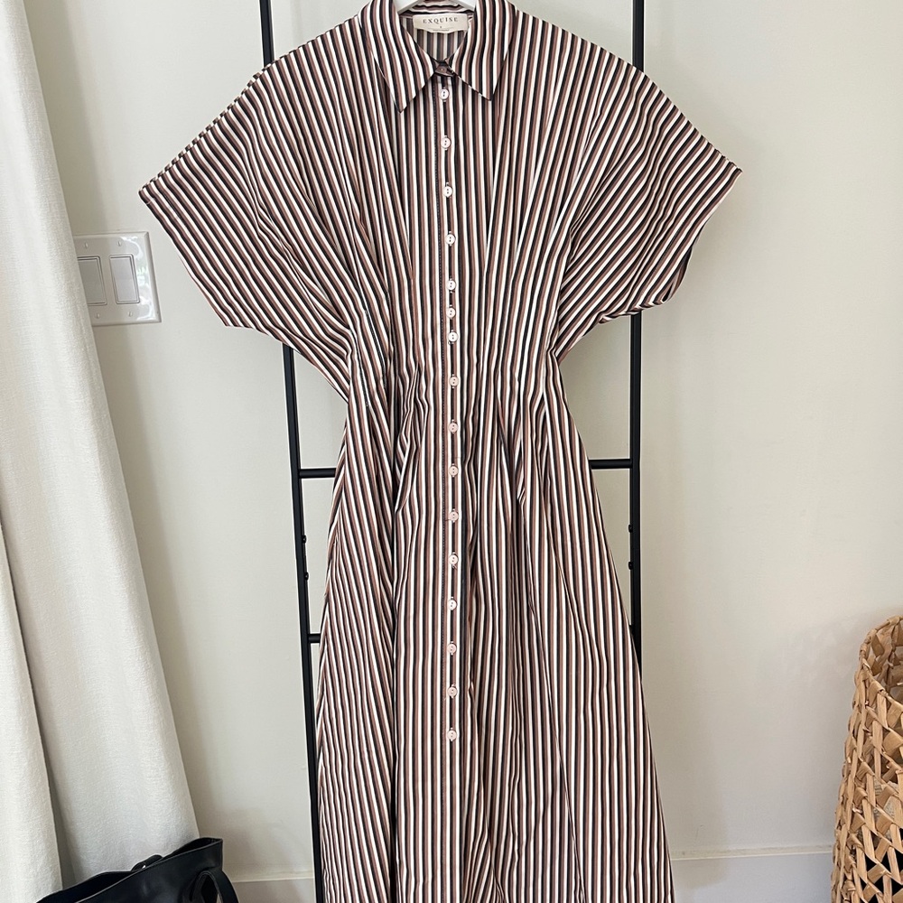 Anthropologie Tobie Button-Front Pleated Shirt Dress